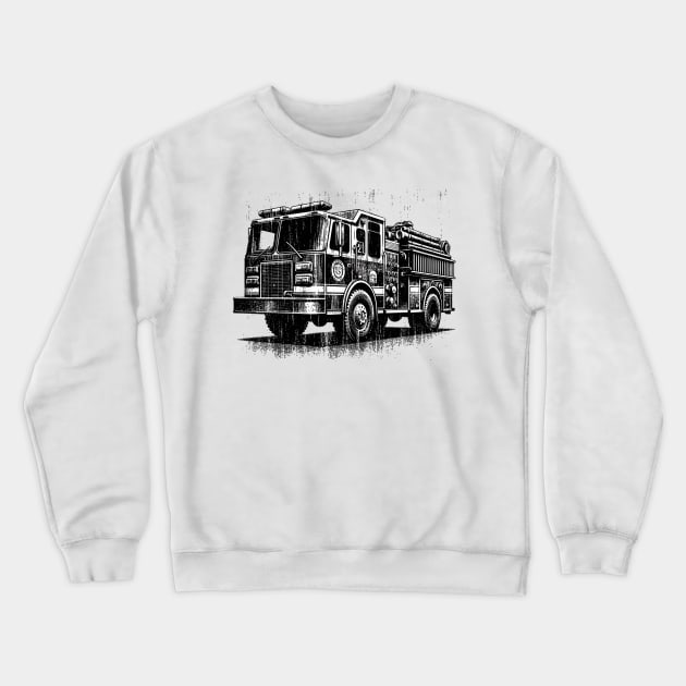 Fire Truck Crewneck Sweatshirt by Vehicles-Art